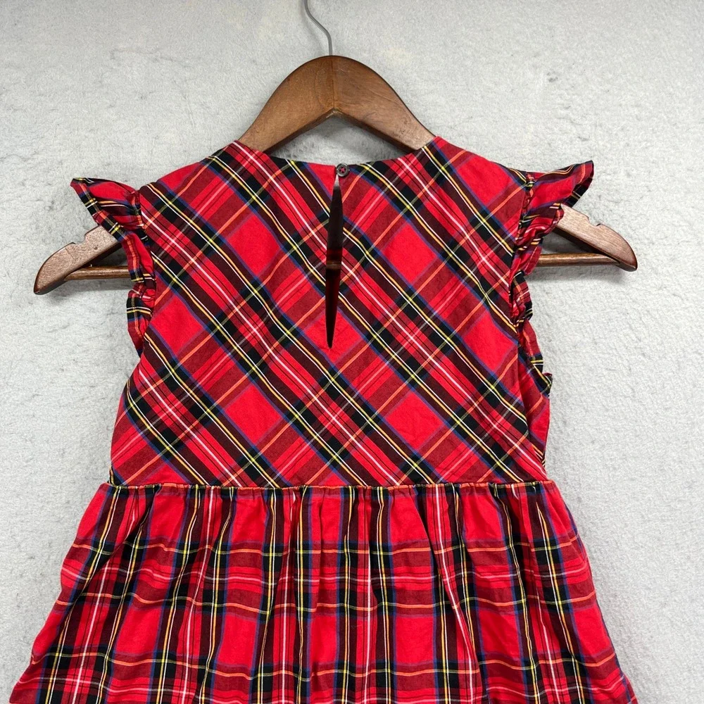 Crewcuts Plaid Ruffle Tiered Dress Girls 8 Red Tartan Holiday Christmas Preppy